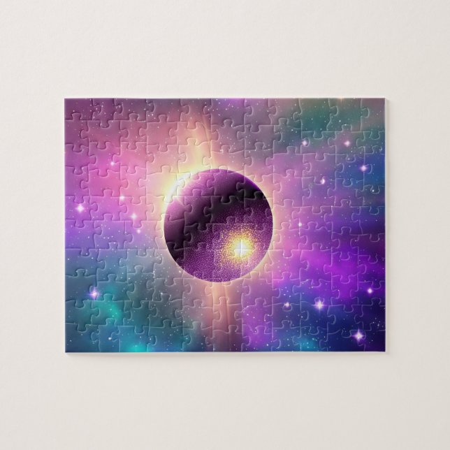 Cosmic Perfect Purple Planet Orbiting the Universe Jigsaw Puzzle (Horizontal)