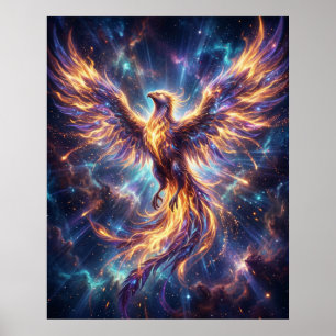 Cosmic Phoenix Rising Flame Poster