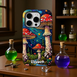 Cosmic Pine Mushroom Meadow iPhone 16 Pro Case