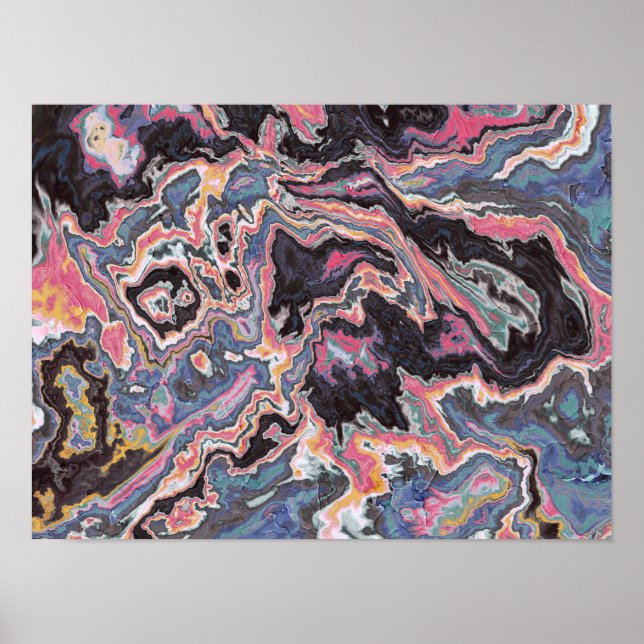 Cosmic Pink Marble Fusion Poster (Front)