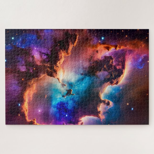 Cosmic pink purple and green magical universe sky jigsaw puzzle (Horizontal)