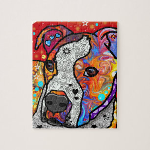 Cosmic Pit Bull - Bright Colourful - Gift Idea Jigsaw Puzzle
