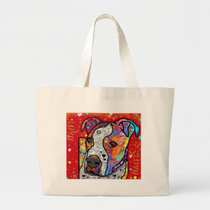 Cosmic Pit Bull - Bright Colourful - Gift Idea Large Tote Bag