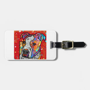 Cosmic Pit Bull - Bright Colourful - Gift Idea Luggage Tag