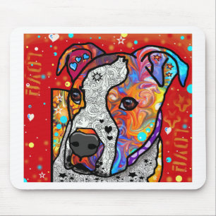Cosmic Pit Bull - Bright Colourful - Gift Idea Mouse Pad