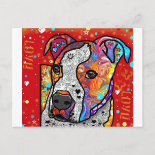 Cosmic Pit Bull - Bright Colourful - Gift Idea Postcard