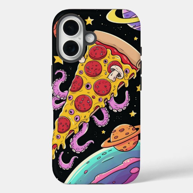 Cosmic Pizza Slice: Quirky Space Adventure Case-Mate iPhone Case (Back)