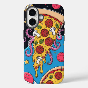 Cosmic Pizza Slice: Quirky Space Adventure iPhone 16 Case