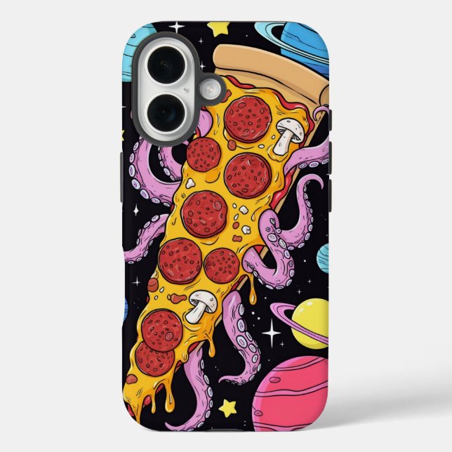Cosmic Pizza Slice: Quirky Space Adventure Case-Mate iPhone Case (Back)