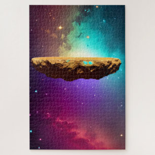 Cosmic Plateau Asteroid Hovering in Star Universe Jigsaw Puzzle