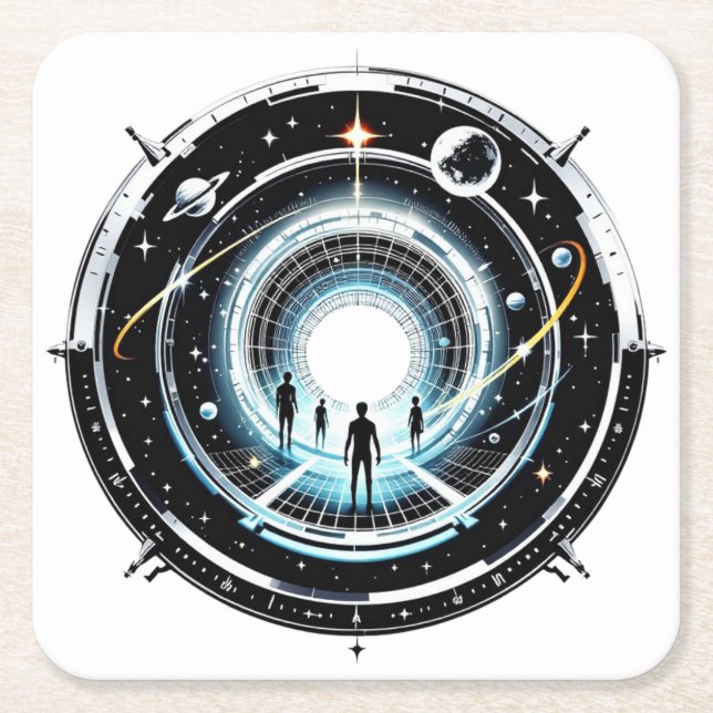 Cosmic Portal Square Paper Coaster (Front)