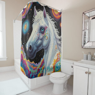 Cosmic Psychedelic Horse: Surreal Journey Shower Curtain
