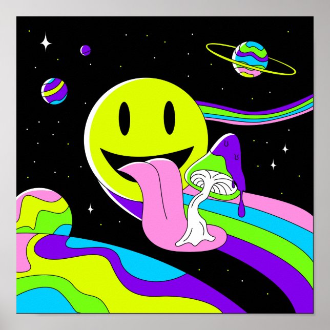 Cosmic Psychedelic Smile Poster (Front)