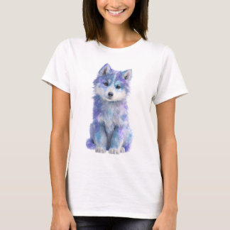 Cosmic Puppy Watercolor Galaxy Women T-Shirt