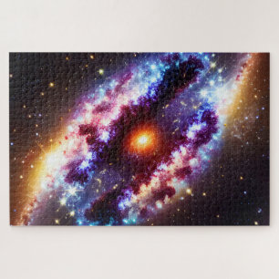 Cosmic Purple Blue Nebula Gas Clouds Galactic Jigsaw Puzzle