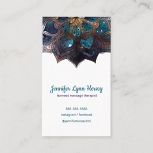 Cosmic Purple Boho Mandala Massage Therapy Business Card