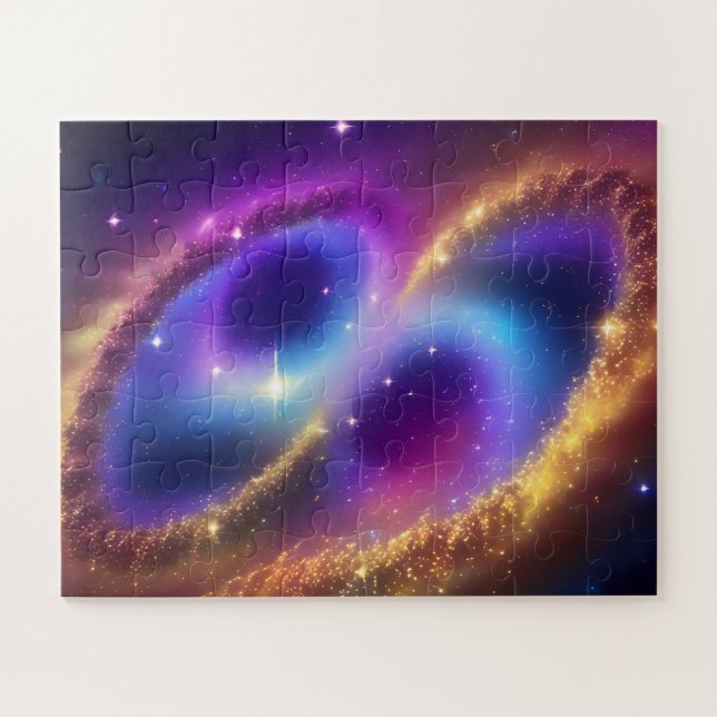 Cosmic Purple Figured Eight in Golden Time Galaxy Jigsaw Puzzle (Horizontal)