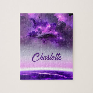 Cosmic Purple Hues in Fantastical Fun Solar System Jigsaw Puzzle