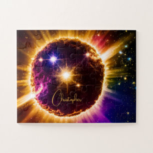 Cosmic Purple Indigo UFO Flying Infinite Universe Jigsaw Puzzle
