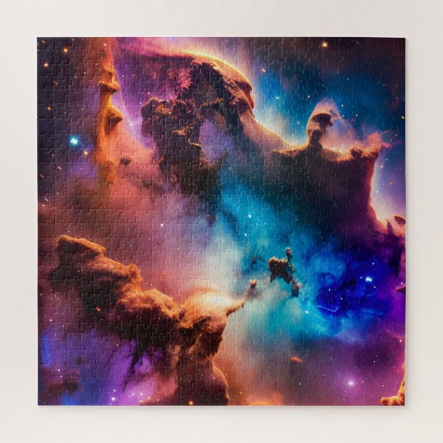 Cosmic purple pink and green magic universe sky jigsaw puzzle (Vertical)