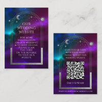Cosmic Purple Teal Wedding Website RSVP QR Code