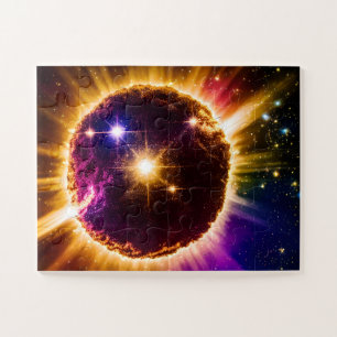 Cosmic Purple U.F.O. Flying in Amazing Universe Jigsaw Puzzle