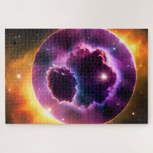 Cosmic Purple Window Circle into a Galactic Dream Jigsaw Puzzle