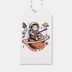 Cosmic Purr - Astro Guitarist Cat Gift Tags