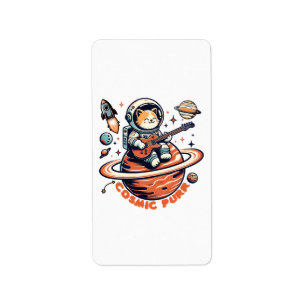 Cosmic Purr - Astro Guitarist Cat Label