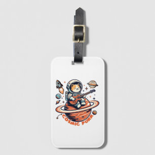 Cosmic Purr - Astro Guitarist Cat Luggage Tag