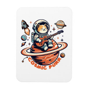 Cosmic Purr - Astro Guitarist Cat Magnet