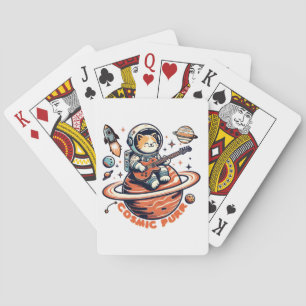 Cosmic Purr - Astro Guitarist Cat Playing Cards
