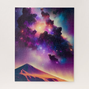 Cosmic pyramid under nebula sky mystical landscape jigsaw puzzle