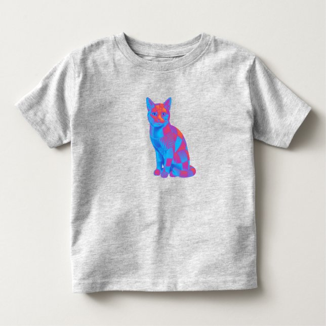 Cosmic Quilt Feline – Trippy Geometric Cat Art Toddler T-Shirt (Front)