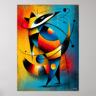 Cosmic Raccoon – Modern Abstract Geometric Wall Ar Poster