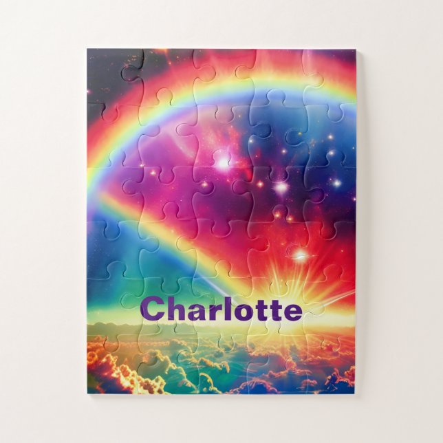 Cosmic Rainbow Hovers Over Fantasy Indigo Clouds Jigsaw Puzzle (Vertical)