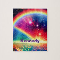 Cosmic Rainbow Over Fantasy Indigo Clouds Scene