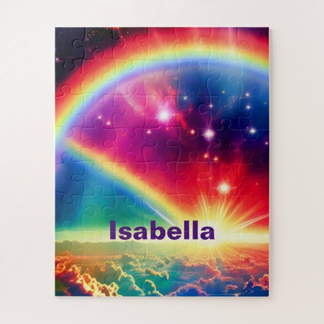 Cosmic Rainbow Over Mystical Indigo Clouds Scene Jigsaw Puzzle (Vertical)
