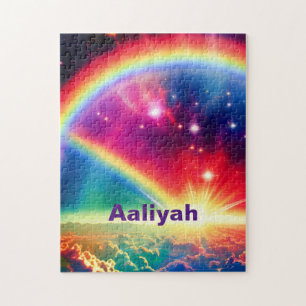 Cosmic Rainbows Over Fantasy Indigo Clouds Scene Jigsaw Puzzle