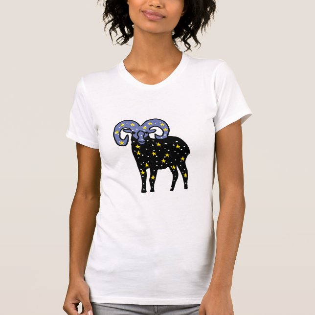 Cosmic Ram on Starry Background T-Shirt (Front)