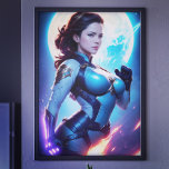Cosmic Retro 50's Sci-Fi Nova Space Ranger Poster<br><div class="desc">A beautiful and mesmerizing digital painting of a stunning cosmic female space ranger. featuring stylish and eye popping vivid colors reminiscent of retro 50's cosmic sci-fi pin-up posters. With bright neon flares and colorful space vistas, this awesome sci-fi pin-up poster will make your room pop with fantastic colors and excellent...</div>