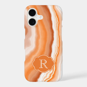 Cosmic Rings Orange Watercolor Agate Rock Monogram
