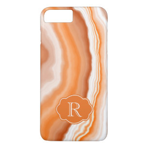 Cosmic Rings Orange Watercolor Agate Rock Monogram iPhone 8 Plus/7 Plus Case