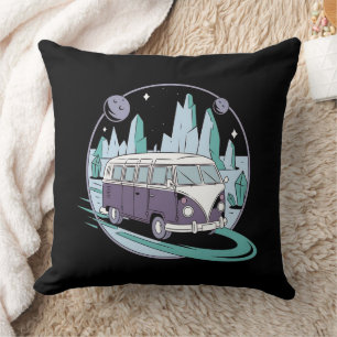 Cosmic Road Trip – Retro Van Under the Stars Cushion