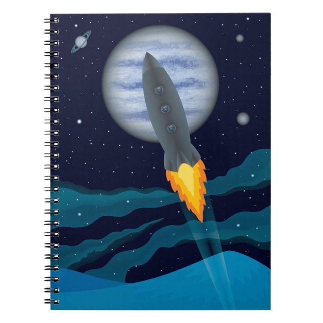 Cosmic Rocketship Scene Notebook (Front)