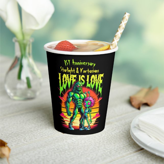 Cosmic Romance Between Alien Figures Paper Cups (Insitu)