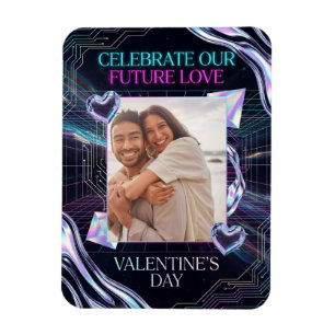 Cosmic Romance Digital Love Valentine's Card Magnet