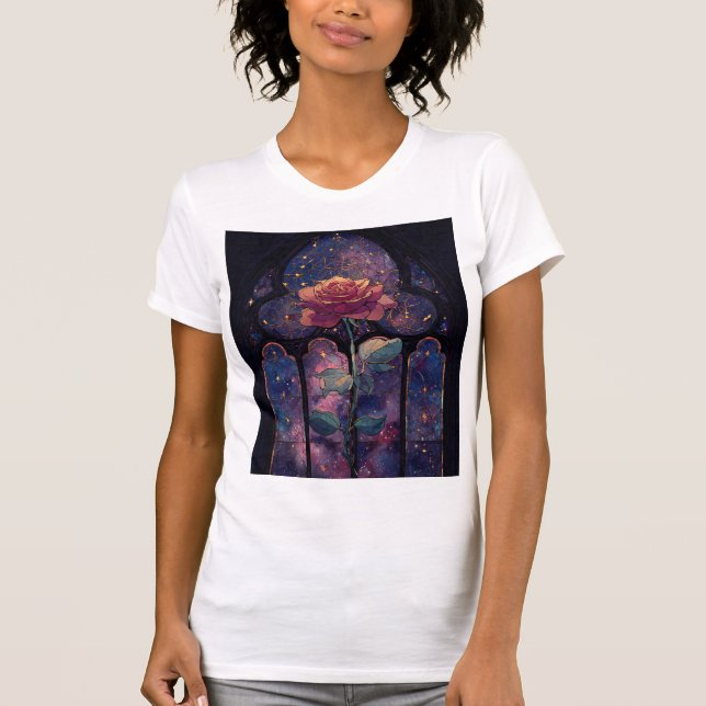 “Cosmic Rose Stained Glass T-Shirt (Front)