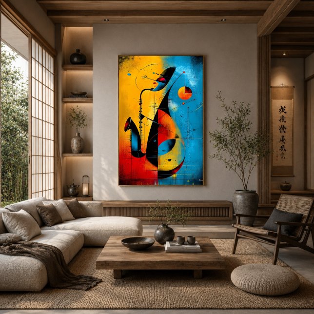 Cosmic Saxophone – Modern Abstract Geometric Wall  Poster (Creator Uploaded)