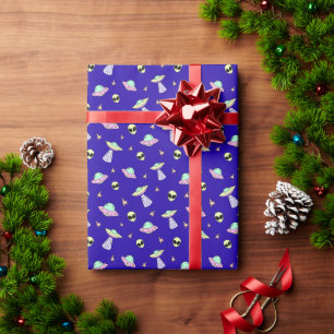 Cosmic Sci-Fi Gift Wrap Sheet, Fun Space Themed